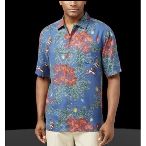 Tommy Bahama Season's Greeting Christmas Button Up Shirt 100% Silk Large - Picture 2 of 9